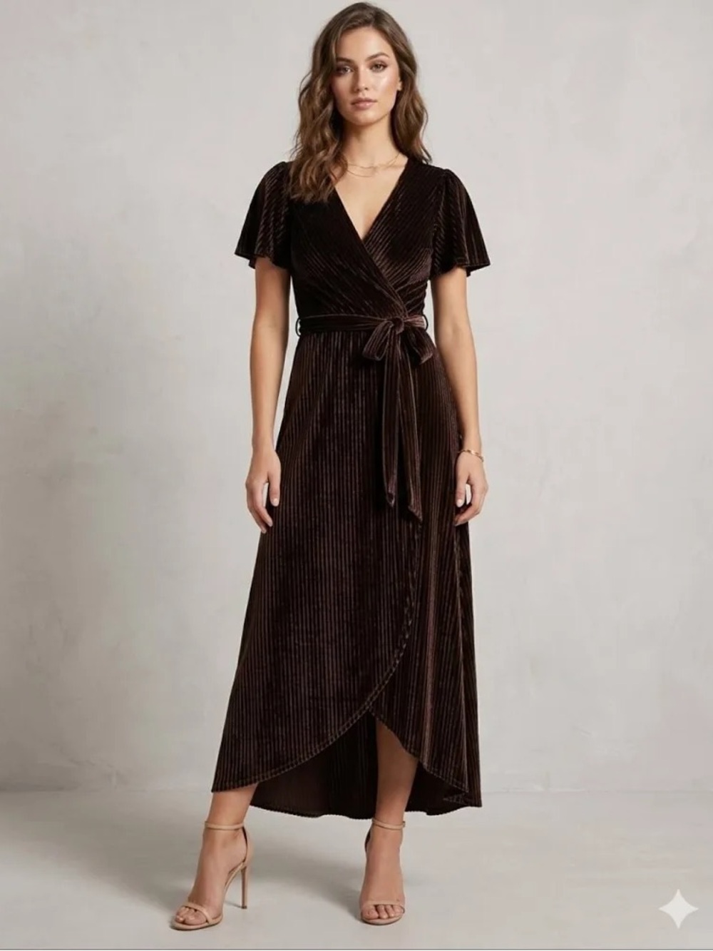 Baltic Born Andi Ribbed Velvet Wrap Dress